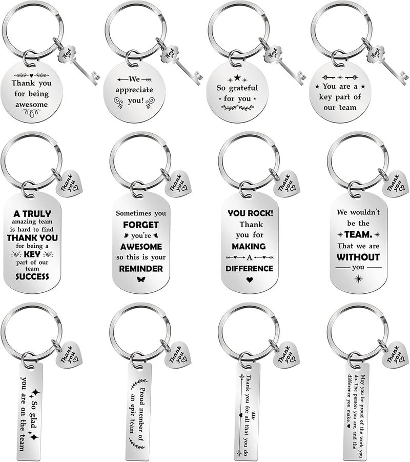 Kathfly 12 Pcs Thank You Appreciation Gifts for Coworker Thank You Keychains Bulk Employee Appreciation Keychains Gifts - Image 1